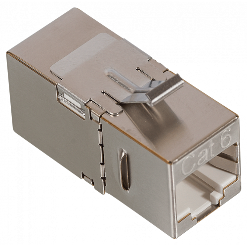 RJ-45 socket coupler, shielded, 90 degrees, category 6, Keystone form-factor